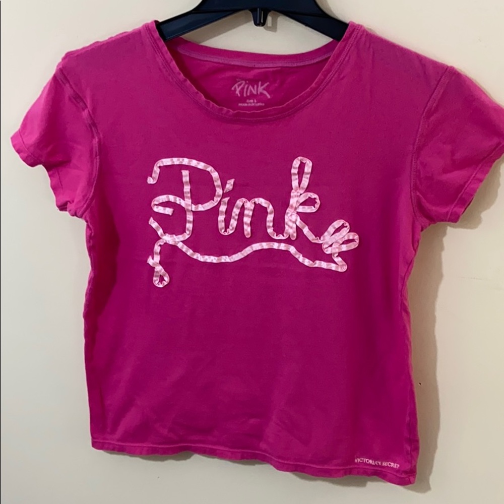 Victoria’s Secret PINK T-Shirt Pink Ribbons Sz Lrg